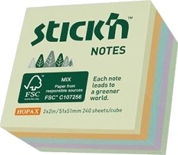 Miljø Notisblok 240 Ark 51X51mm Assorterad 5 Farver
