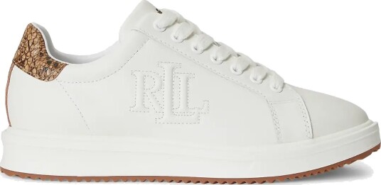 Lauren Ralph Lauren Ainsley Python Embossed Trim Sneaker White 36