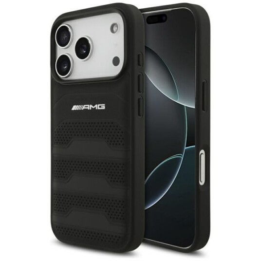 Mercedes AMG Lær Etui med Debossed Logo til iPhone 17 Pro - Svart