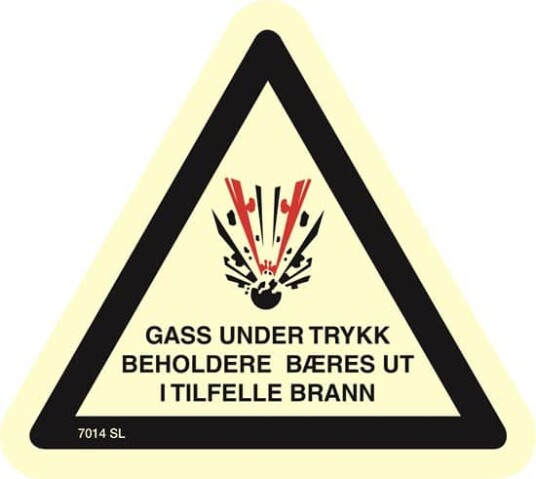 ADVARSEL GASS UNDER TRYKK TREKANT ETTERLYSENDE 21X21X21