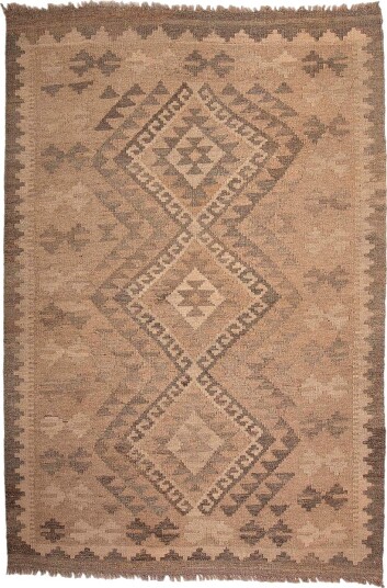 Bargi   Woolcarpet Kelim Raw Natural 99x148 cm   Grå
