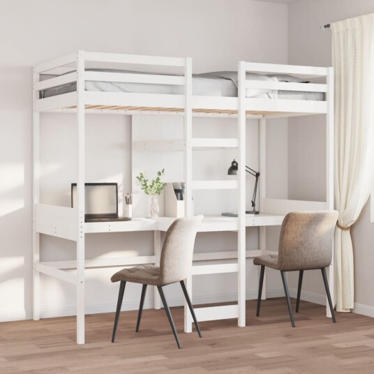  Ramme for loftseng uten madrass hvit 80x200 cm heltre furu 8721158373052