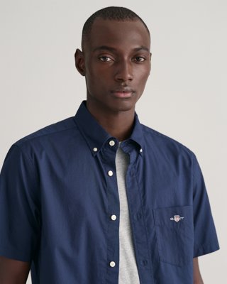 Gant Kortermet poplinskjorte i regular fit MARINE 4XL