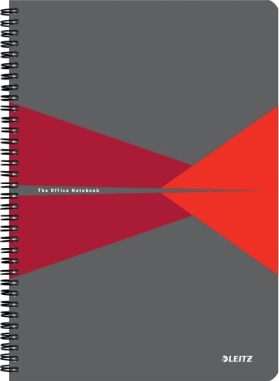Leitz Office - Notisbok - Spiralbundet - A4 (210 X 297 Mm) - 90 Ark / 180 Sider - Rutet - Rød - Polypropylen (Pp)