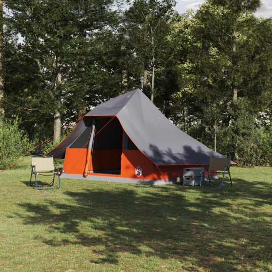 Tipi telt med tak Grå og Oransje 364 x 281 x 257 cm taft