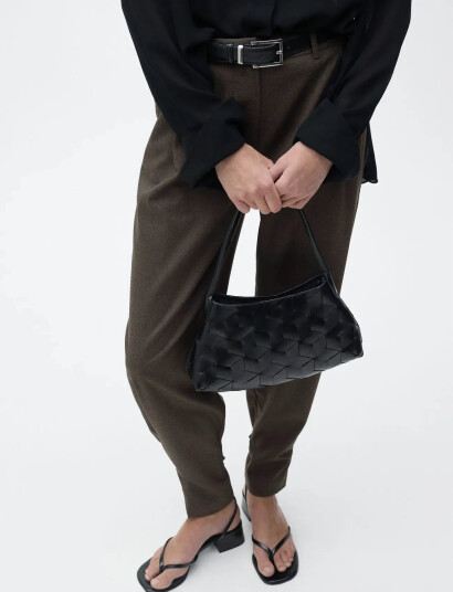 Mango Buttoned-Hem Wide Leg Trousers - Brown - 36