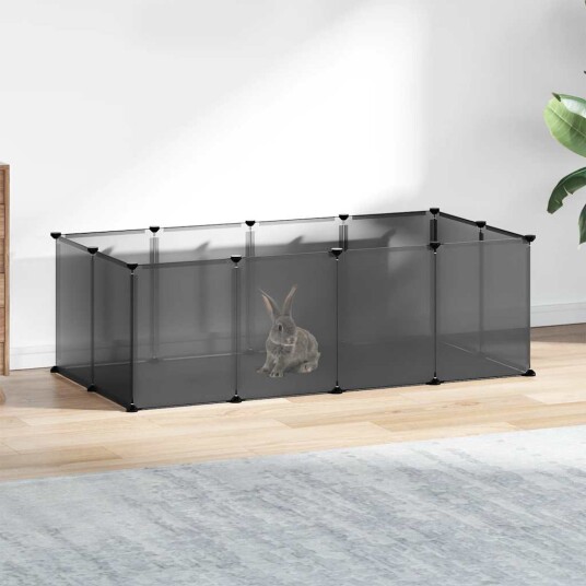 Vidaxl Smådyrbur Svart 144X74X46.5 cm Pp Og Stål Vidaxl Smådyrbur Svart 144X74X46.5 cm Pp Og Stål