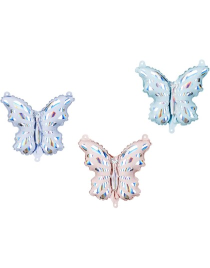 3 stk Fargeglade Sommerfugler Folieballong 19x23 cm Colorful Butterflies