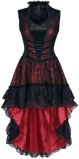 Sinister Gothic   Goth Middellang kjole   Gotisk Kjole   XS til 4XL   Damer   svart rød