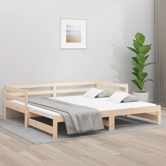 vidaXL Uttrekkbar dagseng 90x190 cm heltre furu 8721012216969