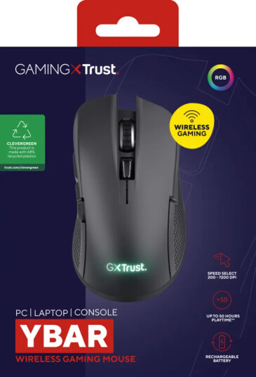 Trust GXT923 YBAR trådløs gamingmus med 7200 DPI og RGB LED-lys - Sort Trust GXT923 YBAR trådløs gamingmus med 7200 DPI og RGB LED-lys - Sort