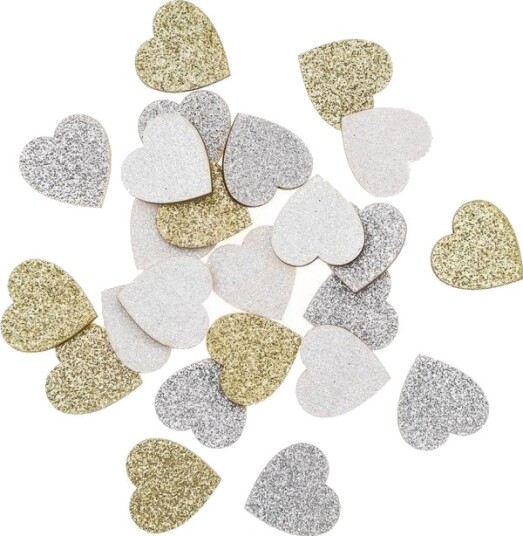 Dalprint Tre Hjerter Med Glitter Dobbeltsidig 24 Stk