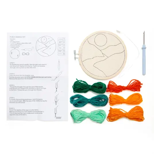 Kikkerland Lag ditt eget garnbilde Landscape Punch Needle Kit