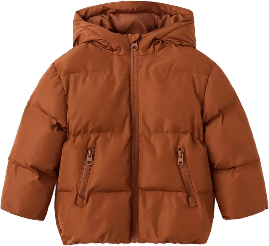 Mango Hood Puffer Coat Brown 116