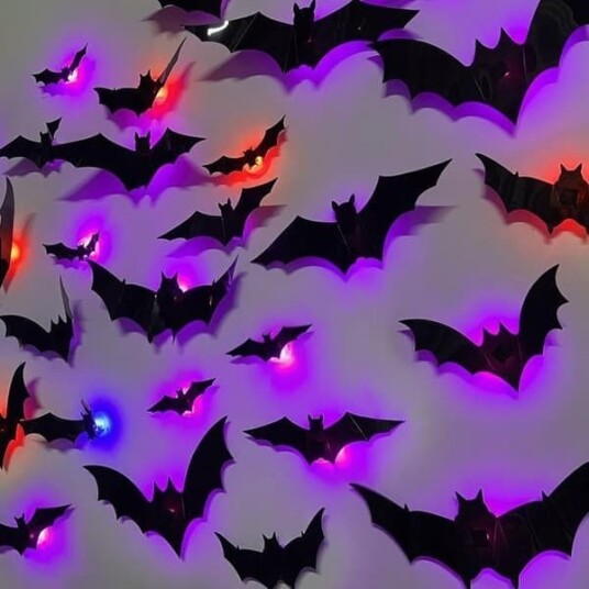 Halloween Lysende 3D-Flaggermus med LED-lys 36 stk