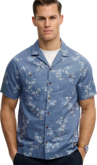 Superdry S/S Printed Beach Shirt Blue M Superdry S/S Printed Beach Shirt Blue M