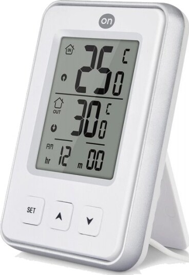 ON Inom- & utomhustermometer med klocka ON Inom- & utomhustermometer med klocka