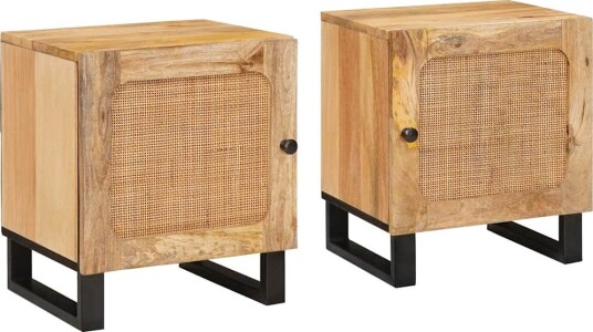 Nattbordskap 2 pcs Naturlig 40 x 33 x 46 cm Nattbordskap 2 pcs Naturlig 40 x 33 x 46 cm