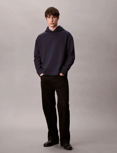 Calvin Klein Ls Stretch Wool Blend Po Hoodie - Navy - L Calvin Klein Ls Stretch Wool Blend Po Hoodie - Navy - L