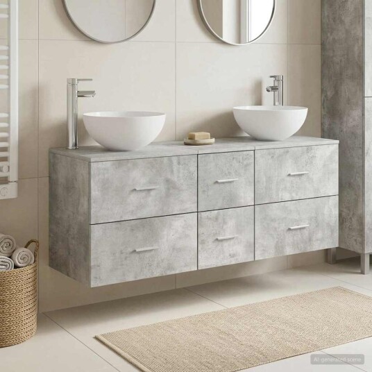 vidaXL Baderomsskapsett 3 stk. BetonggrÄ 49,5 x 35 x 63 cm vidaXL Baderomsskapsett 3 stk. BetonggrÄ 49,5 x 35 x 63 cm