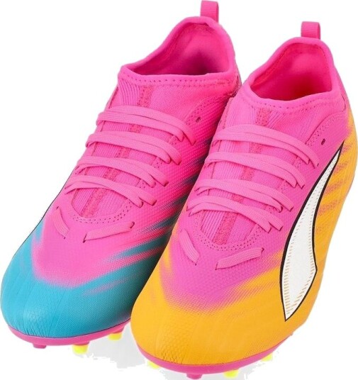 PUMA Ultra 6 Match MG Showtime Poison Pink/PUMA White/Solstrøm Barn Multi Ground (MG) størrelse 38½