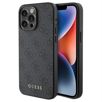 Guess Guhcp15lg4gfgr Iphone 15 Pro 6.1" Gray/Gray Hard Case 4G Metal Gold Logo