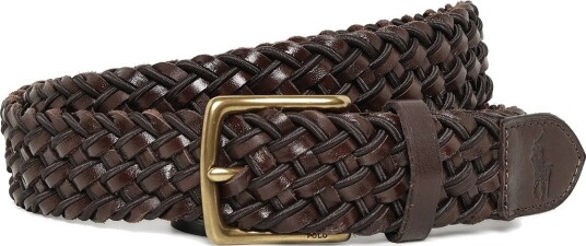 Polo Ralph Lauren Leather & Braided Cord Woven Belt - BROWN/BROWN - XS