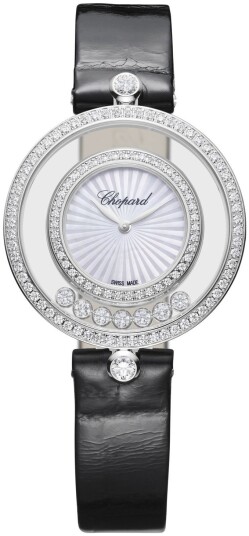 Chopard Dameklokke 209426 1201 Happy Diamonds Sølvfarget/Lær Ø32 mm