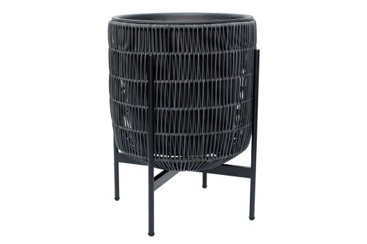 Wicker Blomsterkrukke på stativ 38x38xH49 cm Svart
