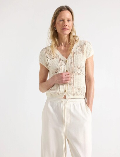 Lindex Sleeveless Cardigan   Cream   L