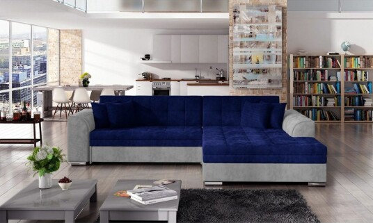 Hjørnesofa Eltap Sorento 296x194x78 cm Kronos 09 Paros 05 Mørk Blå Høyre