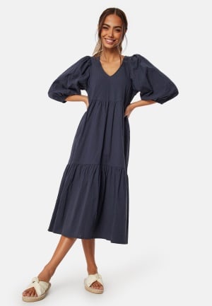 Happy Holly Balloon Sleeve Cotton Dress Dark blue 44/46
