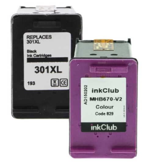 inkClub MHB6-2-V2 Multipakning blekk, erstatter HP 301XL, svart og farge