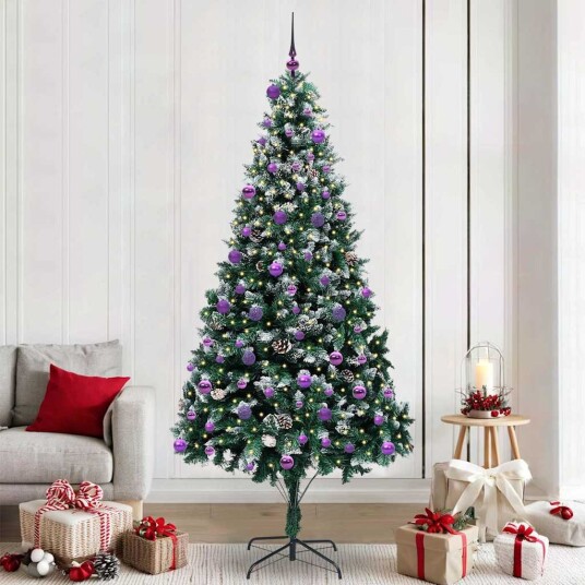  Kunstig juletre med 300 LED grønn 240 cm PVC og Stål og Plast