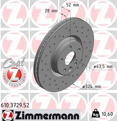 Bremseskive ZIMMERMANN 610.3729.52