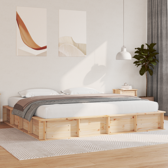 Sengestamme med lagring Brun 200 x 200 cm Furu tre