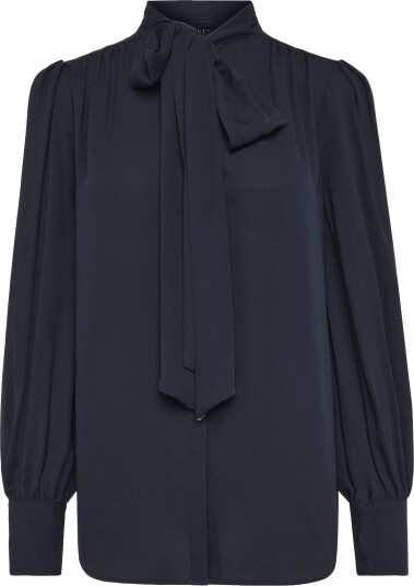 Lauren Ralph Lauren Georgette Tie Neck Blouse Navy M
