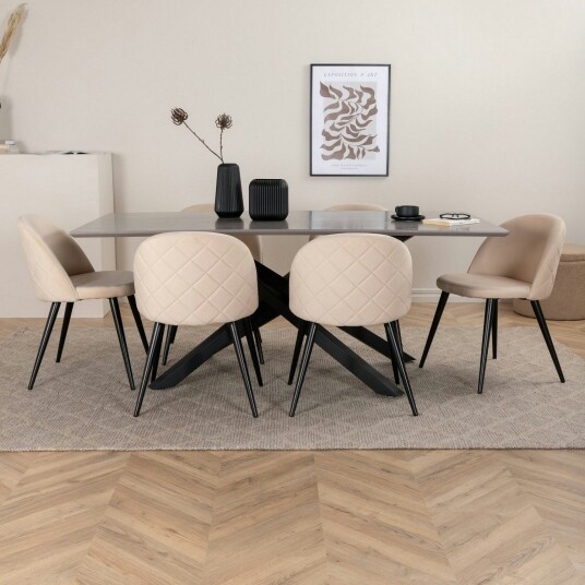 Venture Home Spisegruppe Venture Home med Piata Spisebord og 6 Valentina Stitcthes Spisestoler GR22516