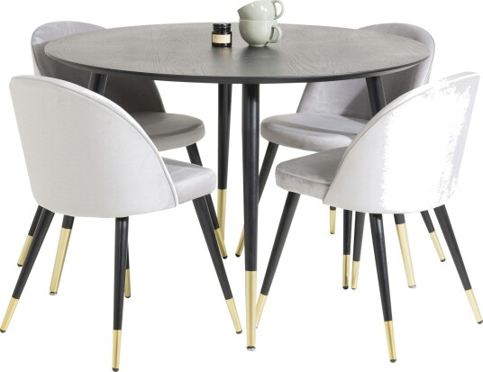 Venture Home Spisegruppe Venture Home Dipp Ø115 cm med 4 Velvet Stoler GR816
