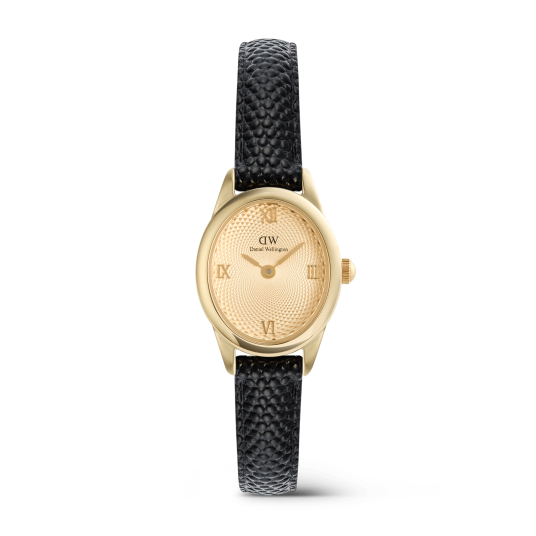 Daniel Wellington DW Watch Ophelia Mini Black Lizard Unitone Guilloché Gold 22x25.5mm Daniel Wellington DW Watch Ophelia Mini Black Lizard Unitone Guilloché Gold 22x25.5mm