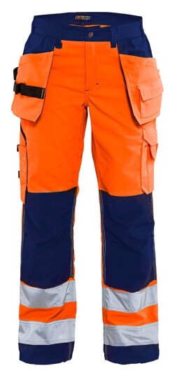 Blåkläder Håndverksbukse varsel dame Orange/Marineblå C48 Blåkläder Håndverksbukse varsel dame Orange/Marineblå C48