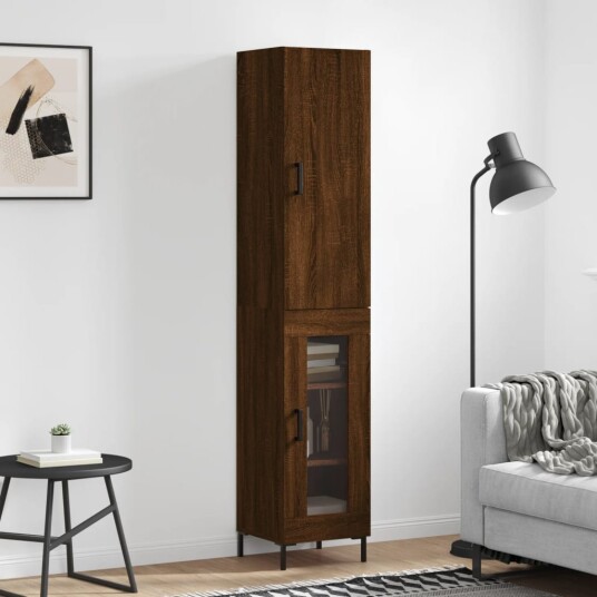 vidaXL Highboard brun eik 34,5x34x180 cm konstruert tre 8720845484705