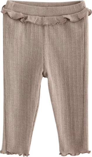 Lindex Ribbed Leggings With Frill Beige 80