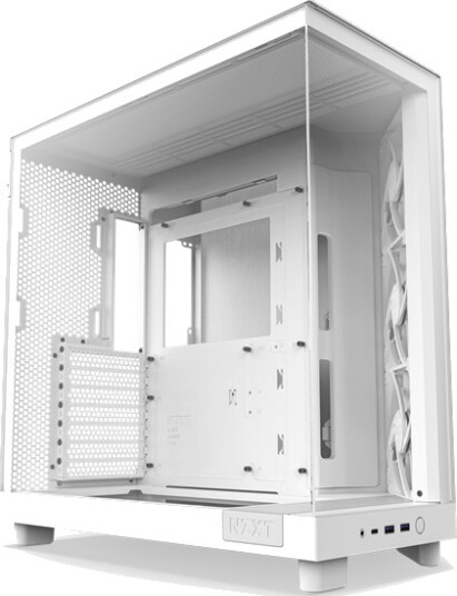 NZXT H6 Flow Midi Tower Kabinett Hvit med Vindu og LED-belysning NZXT H6 Flow Midi Tower Kabinett Hvit med Vindu og LED-belysning