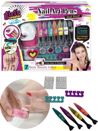 Girls Creator DIY Nail Art med tilbehør 7 farger Girls Creator DIY Nail Art med tilbehør 7 farger