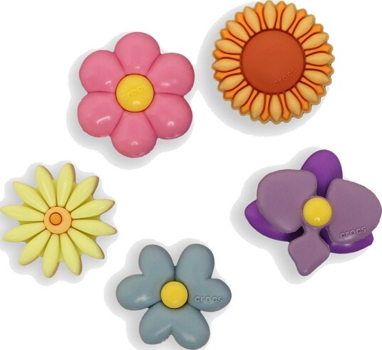 Crocs Puffy Flowers 5 Pack WHITE One Size