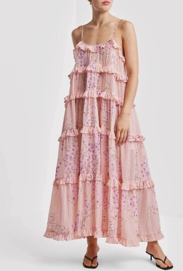 by Ti Mo Checks Strap Dress   Pink   M