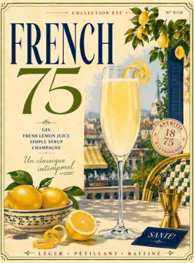 Poster French 75 Cocktail Design