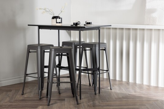 Venture Home Rax Spisegruppe 120 cm Rektangulær med 4 Adesto Stoler Sort