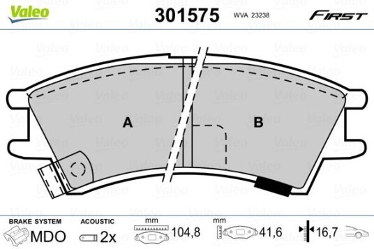 Bremseklosser VALEO 301575